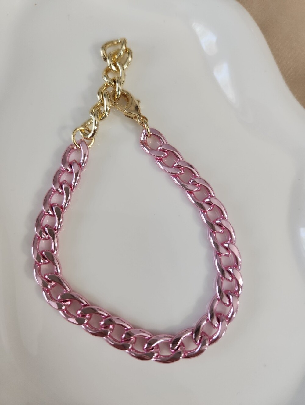 Light Pink Chunky Cuban Bracelet